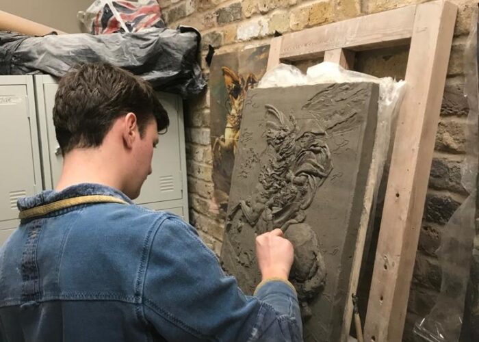 Relief Clay modelling, sculpture, equestrian